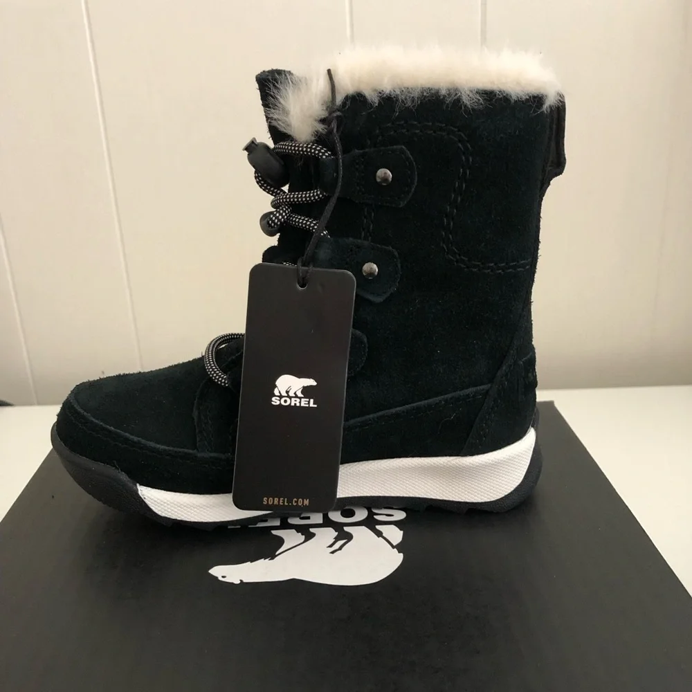 Sorel Kids Toddler Black Whitney Joan Lace Waterproof Suede Boots 10